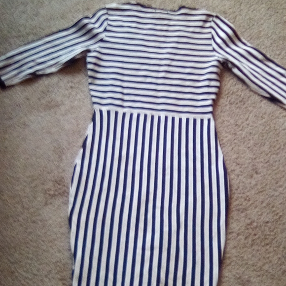 H & M Women Strips V Neck Formal Office Church Work party Boho Dance Dress - Picture 9 of 11